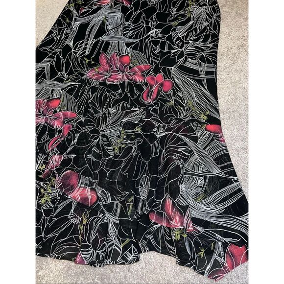 Chicos Layered Abstract & Floral Silk Midi Skirt 2 - Picture 2 of 7